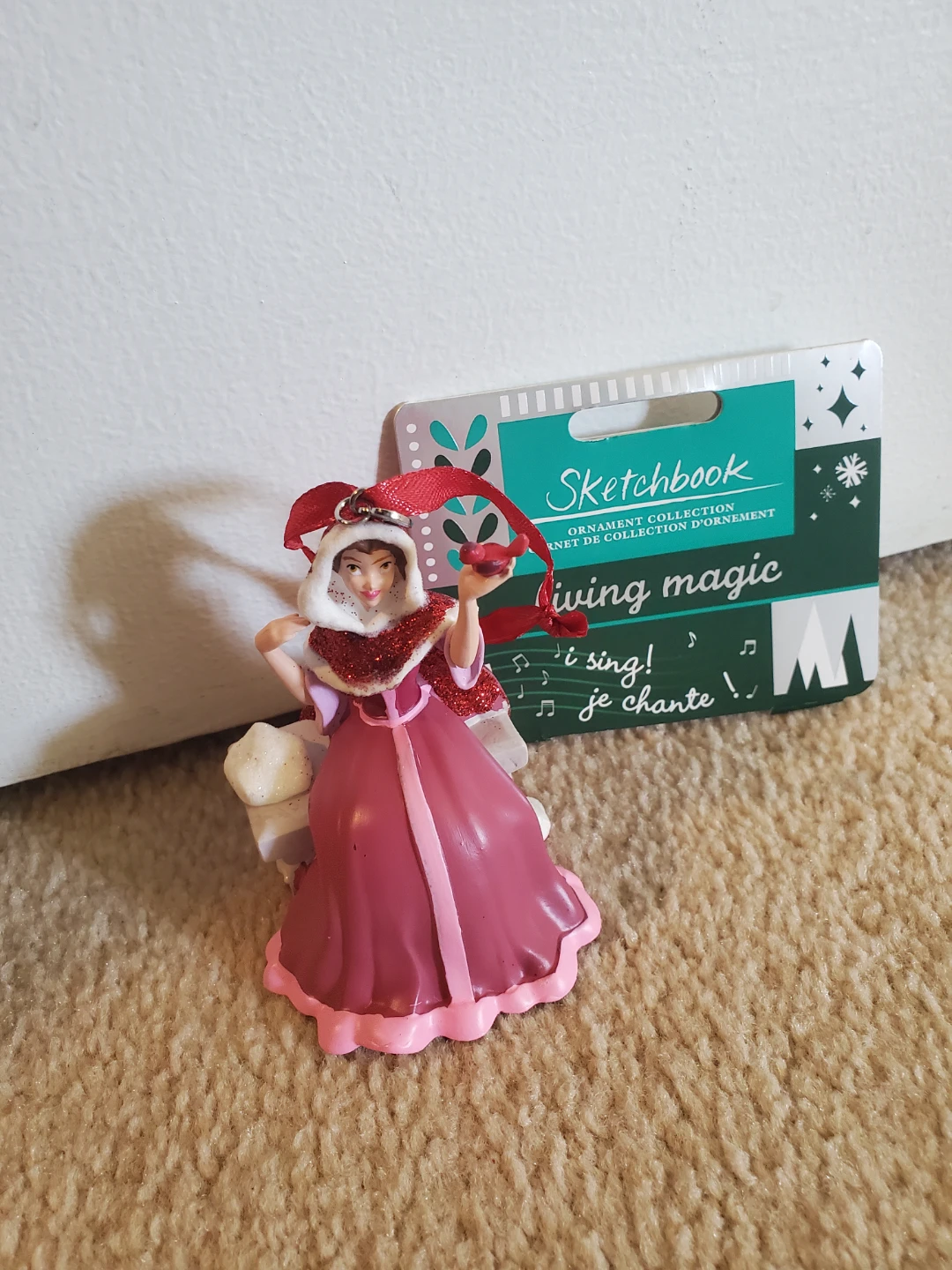 Musical Belle and Cogsworth Christmas Ornament