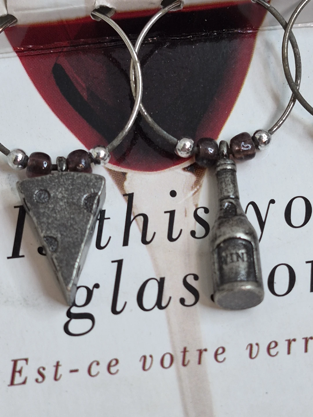 Set of 6 Wine Themed Pewter Wine Charms - photo 2