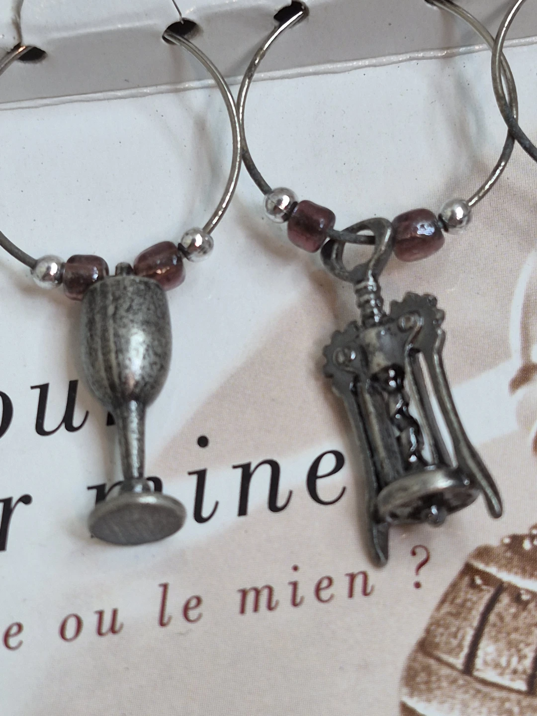 Set of 6 Wine Themed Pewter Wine Charms - photo 3