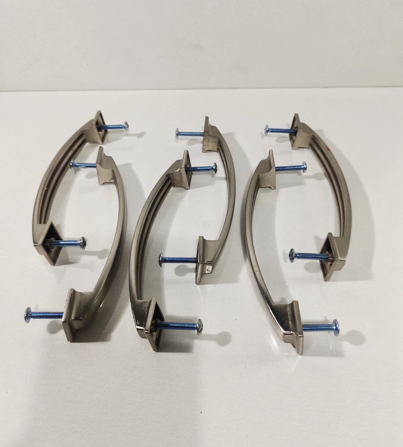 Set of 6 Brushed Nickel Cabinet Drawer Pulls
