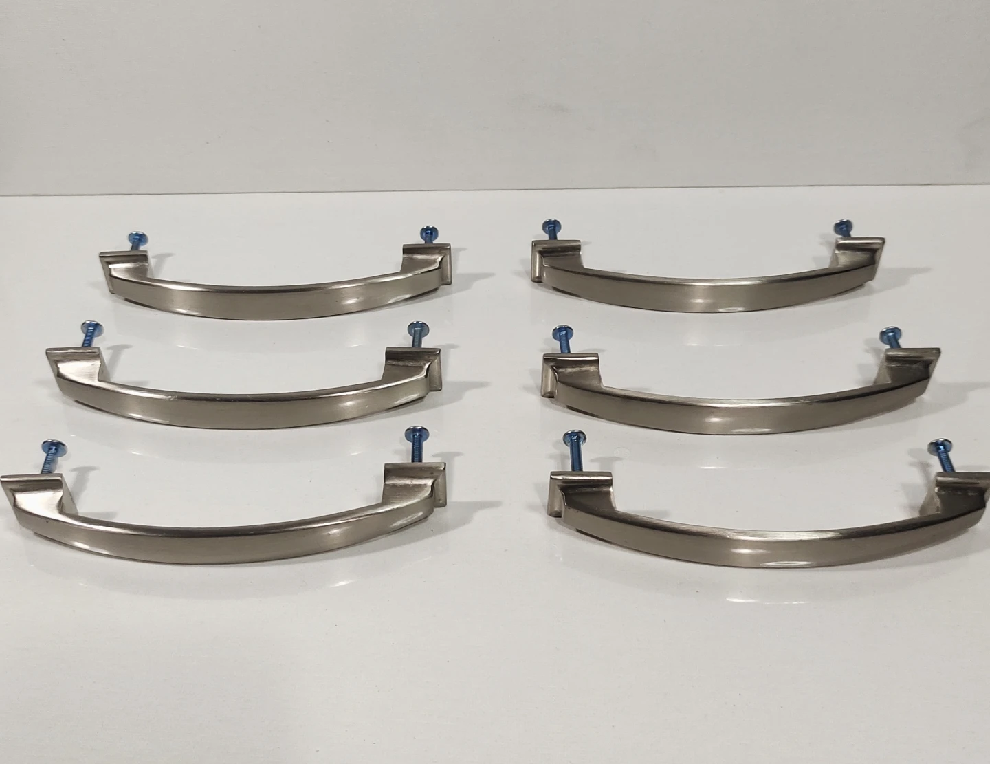 Set of 6 Brushed Nickel Cabinet Drawer Pulls - photo 2