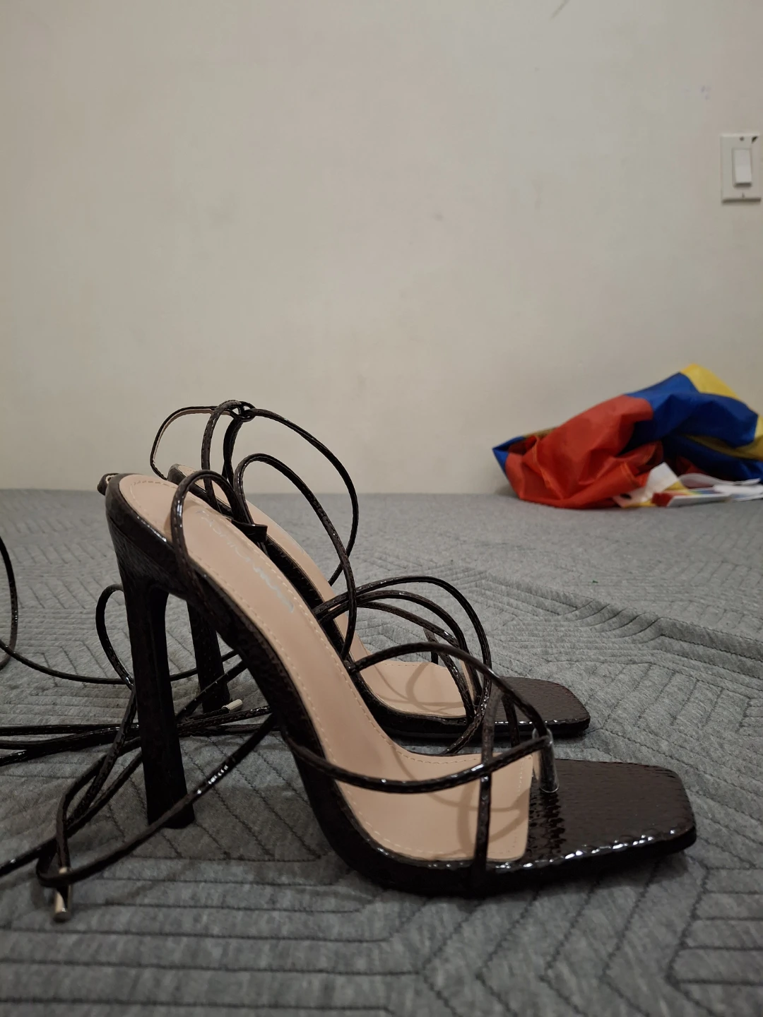 Fashion Nova Black Snake Print Strappy Heels - photo 3