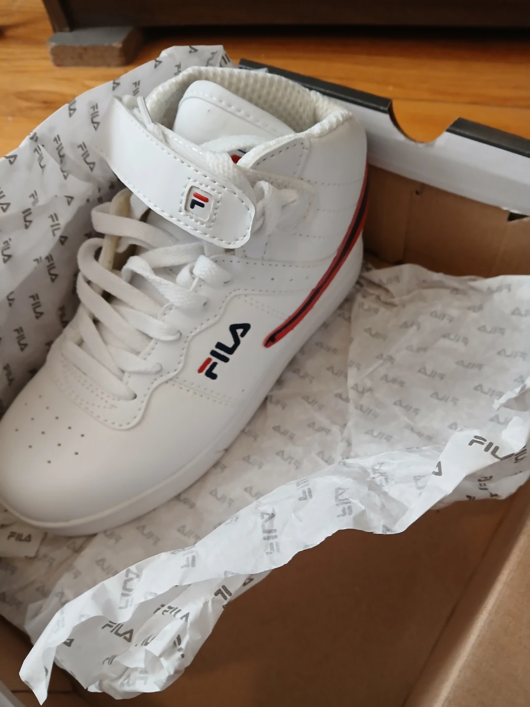 Fila Kids White High-Top Sneakers with Red and Blue Accents - photo 4