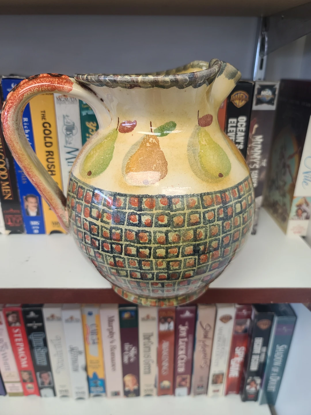 Handpainted Ceramic Pitcher with Pear Design
