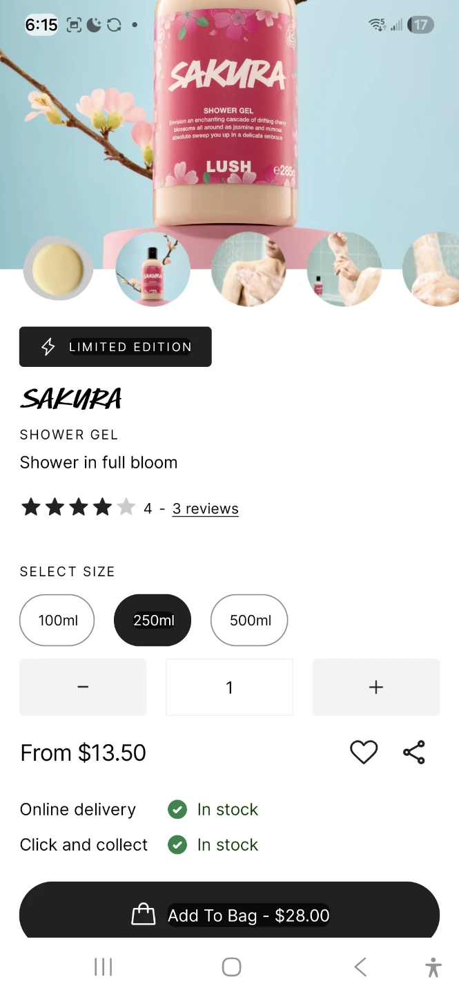 Lush Sakura Shower Gel 250ml - photo 2