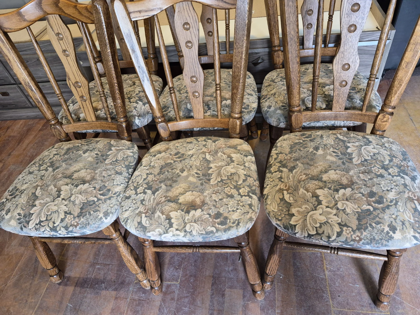 Set of 6 Wooden Dining Chairs with Upholstered Seats - photo 2