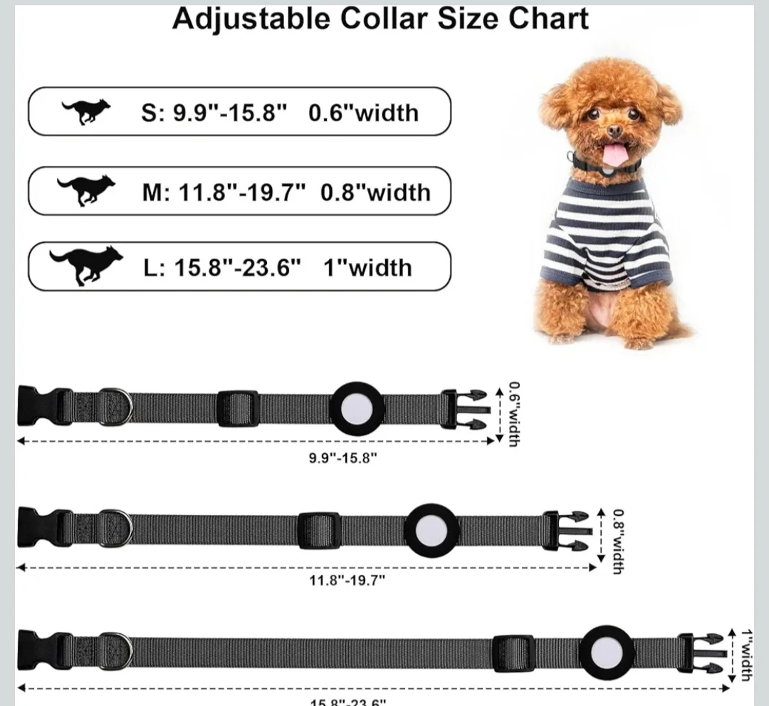 Adjustable Air Tag Dog Collar ...Small...New - photo 4