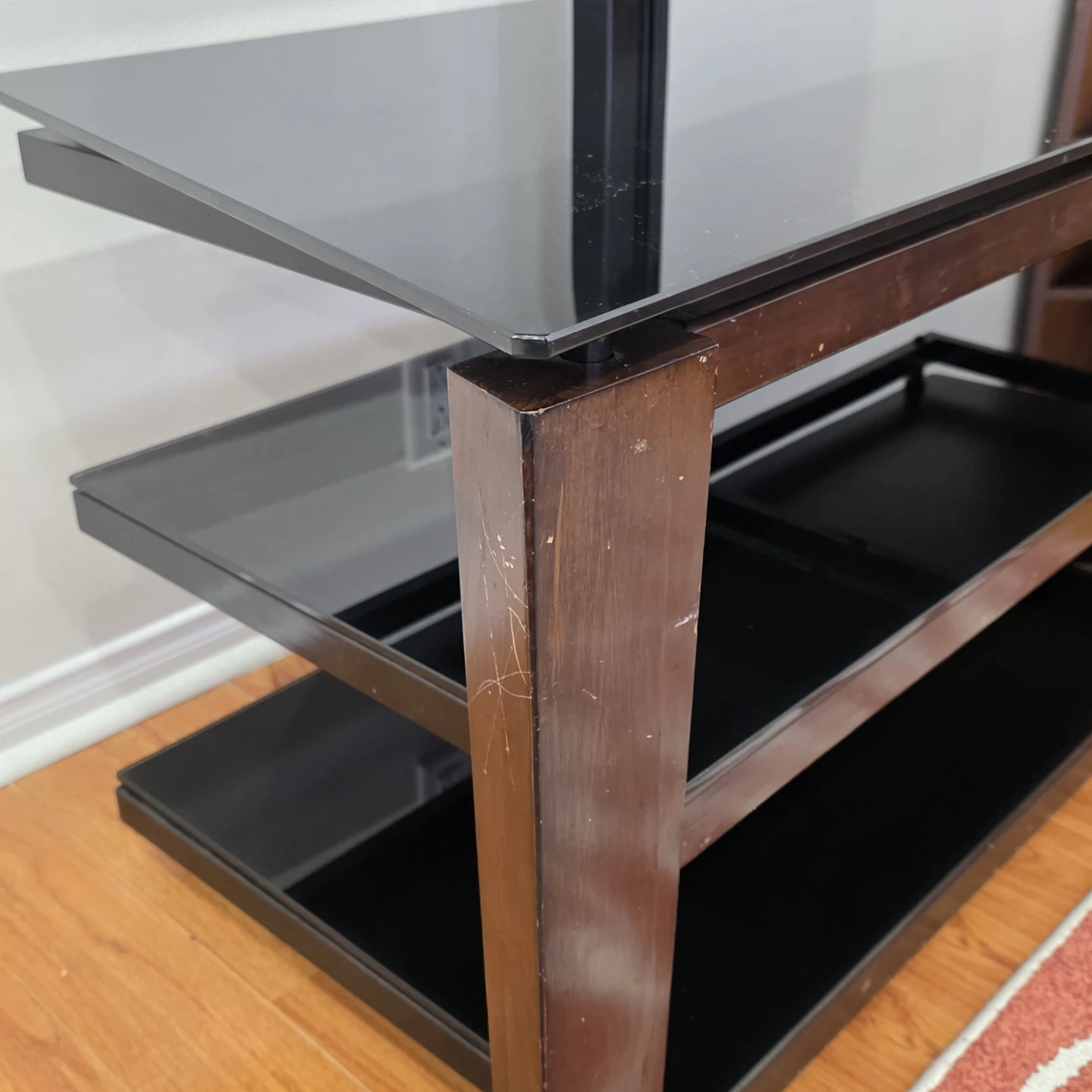 Dark Wood and Glass TV Stand with Mount - photo 2