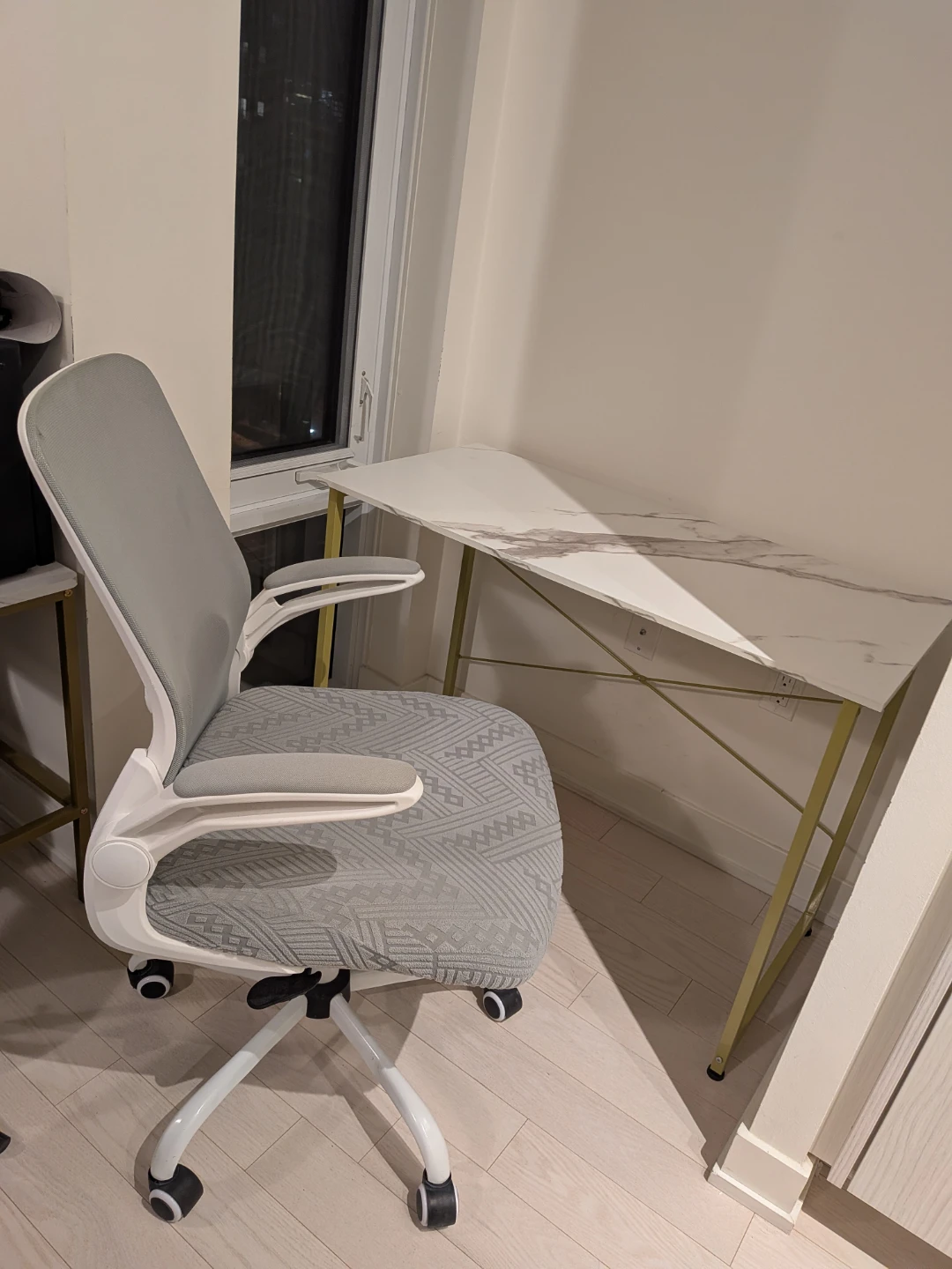 Grey patterned office chair