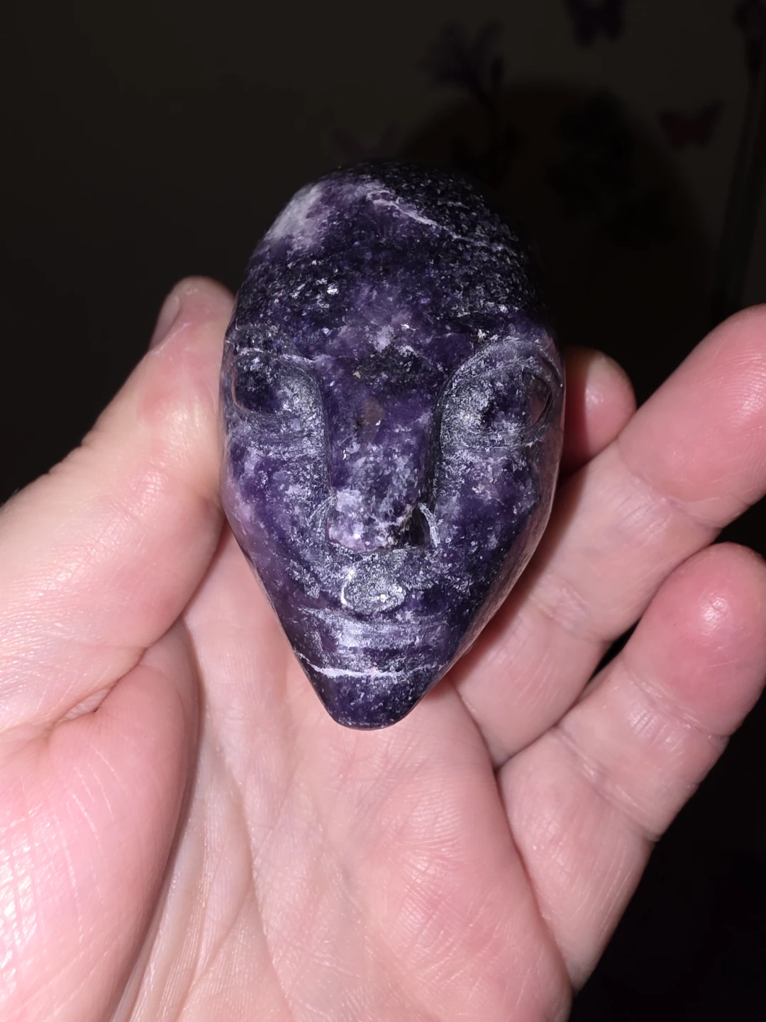 Lepidolite avatar head carving - photo 2