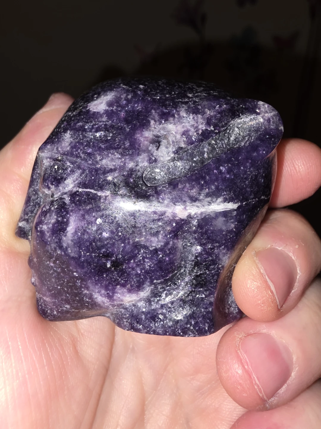 Lepidolite avatar head carving - photo 3