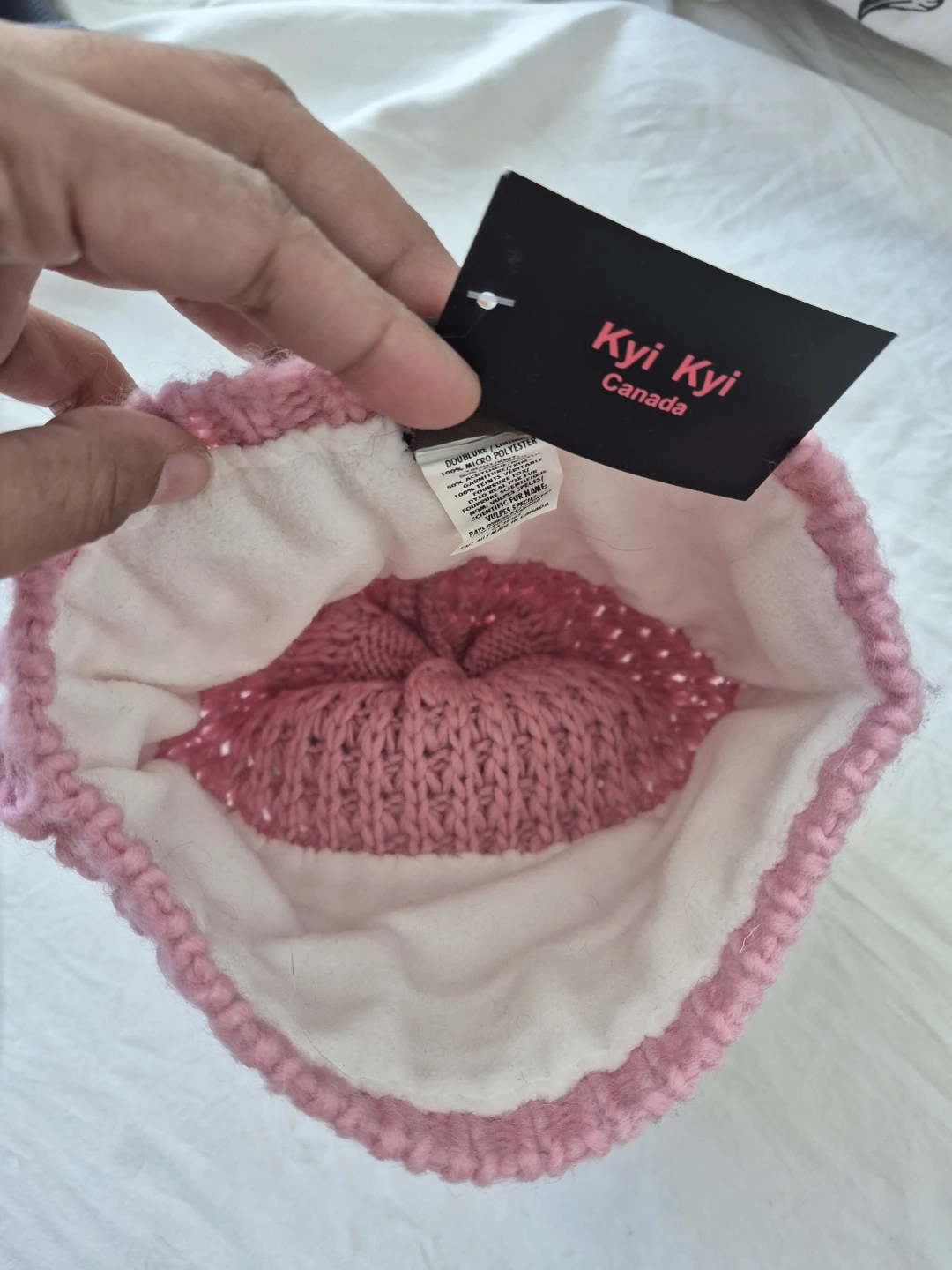 Kyi Kyi Pink Knit Beanie with Fox Fur Pom - photo 3