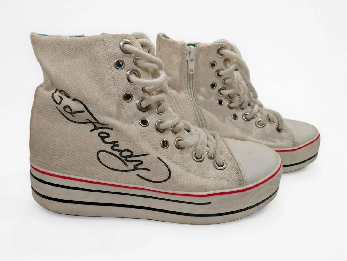 White Canvas High-Top Sneaker