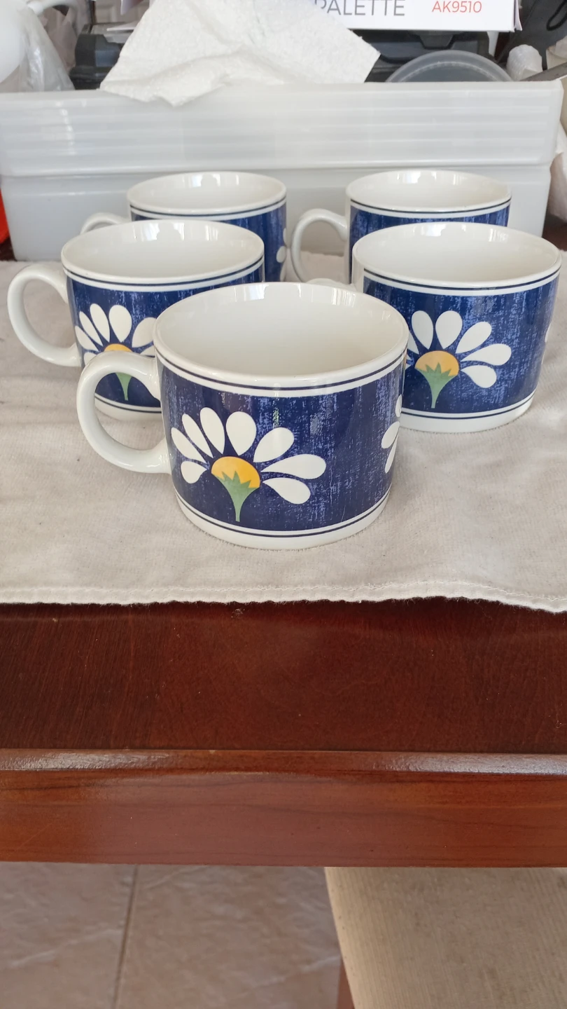 Set of 6 Blue Daisy Mugs - photo 3