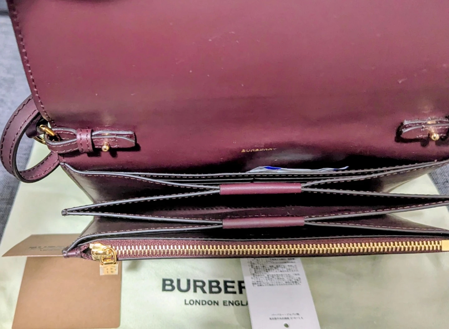 Burberry London England Mahogany Red Leather wallet on chain - photo 5