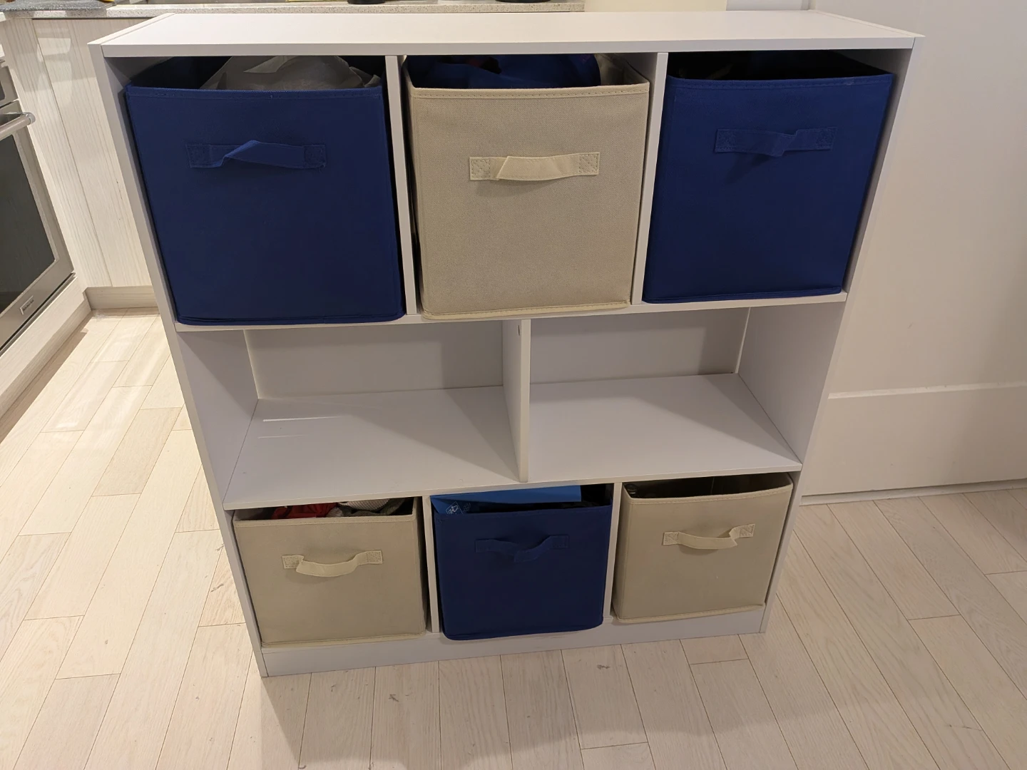 White 6-Cube Storage Shelf with Bins - photo 2