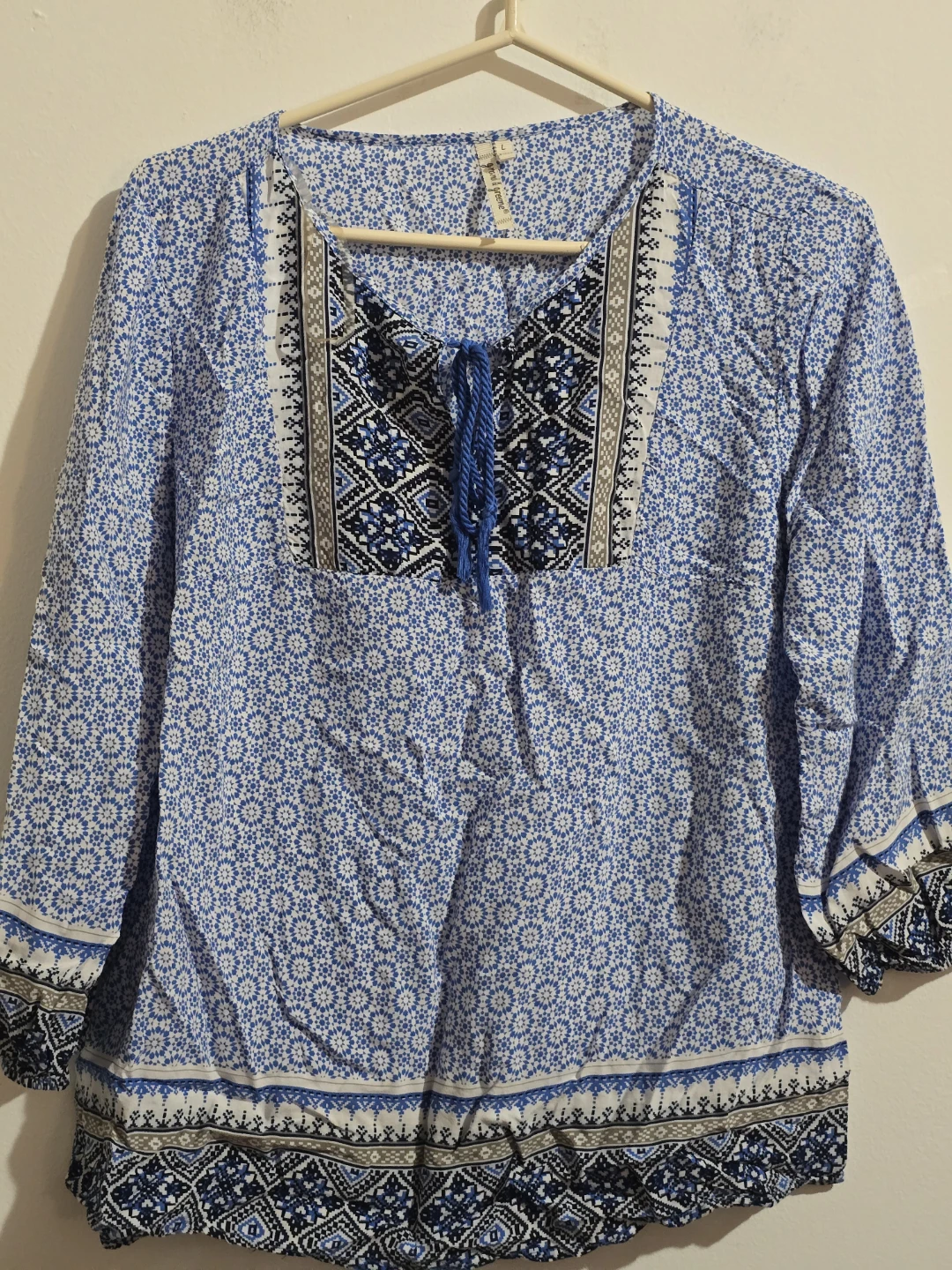 Giani & Greene Blue Geometric Print Tunic Top Size L - photo 2
