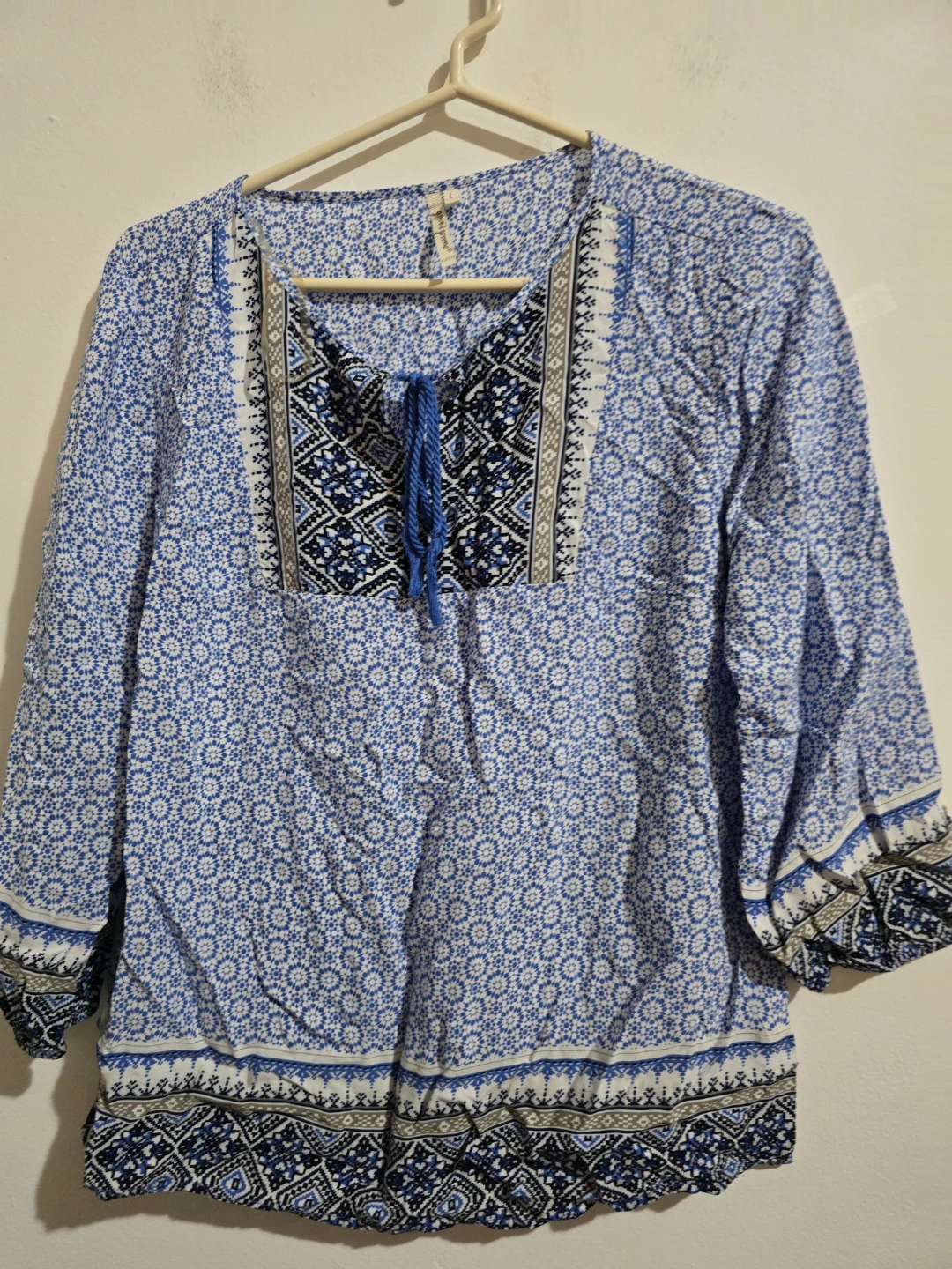 Giani & Greene Blue Geometric Print Tunic Top Size L