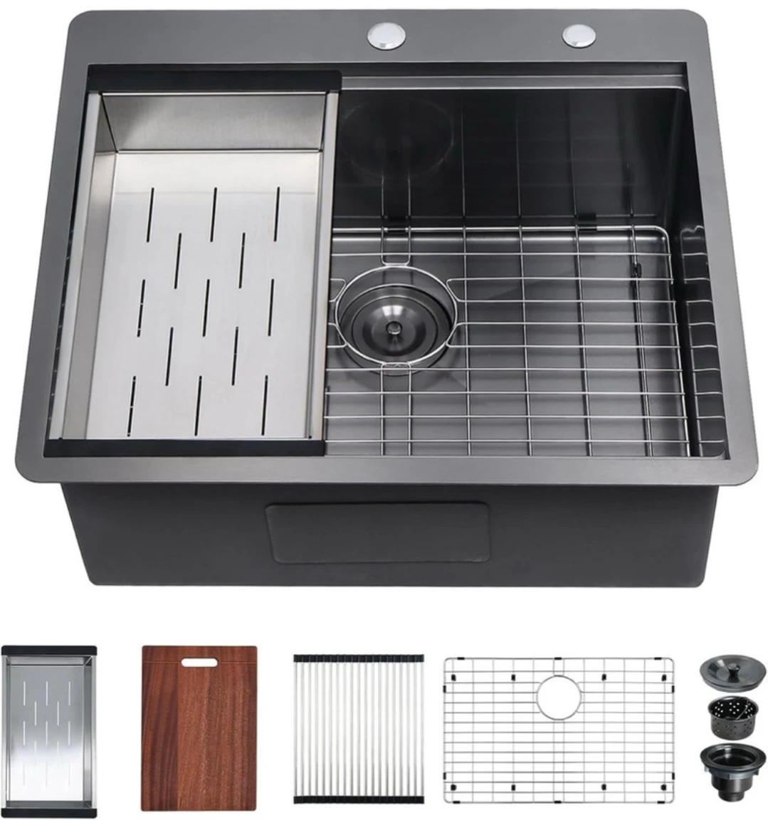 Handmade Stainless Steel 25” x 22” x 10” Modern Topmount Drop in - photo 2
