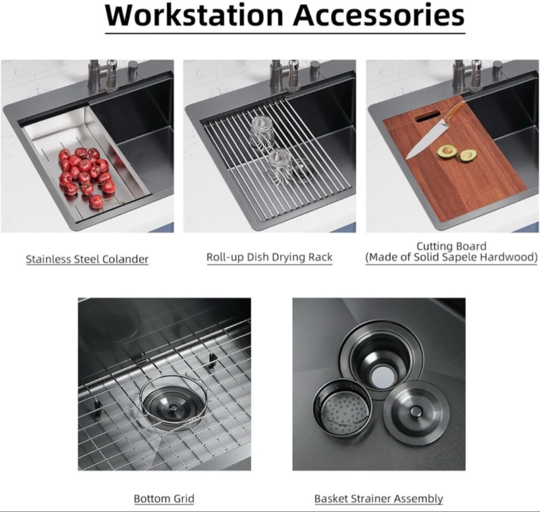 Handmade Stainless Steel 25” x 22” x 10” Modern Topmount Drop in - photo 3
