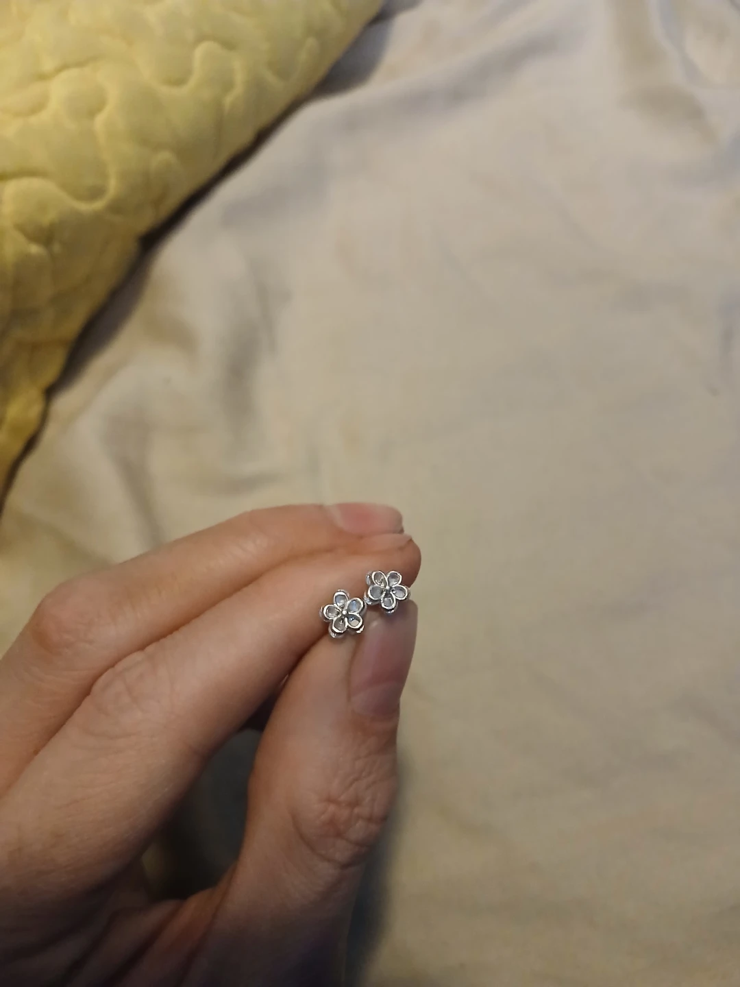 925 Silver And Zirconia Flower Screw Back Stud Earrings
