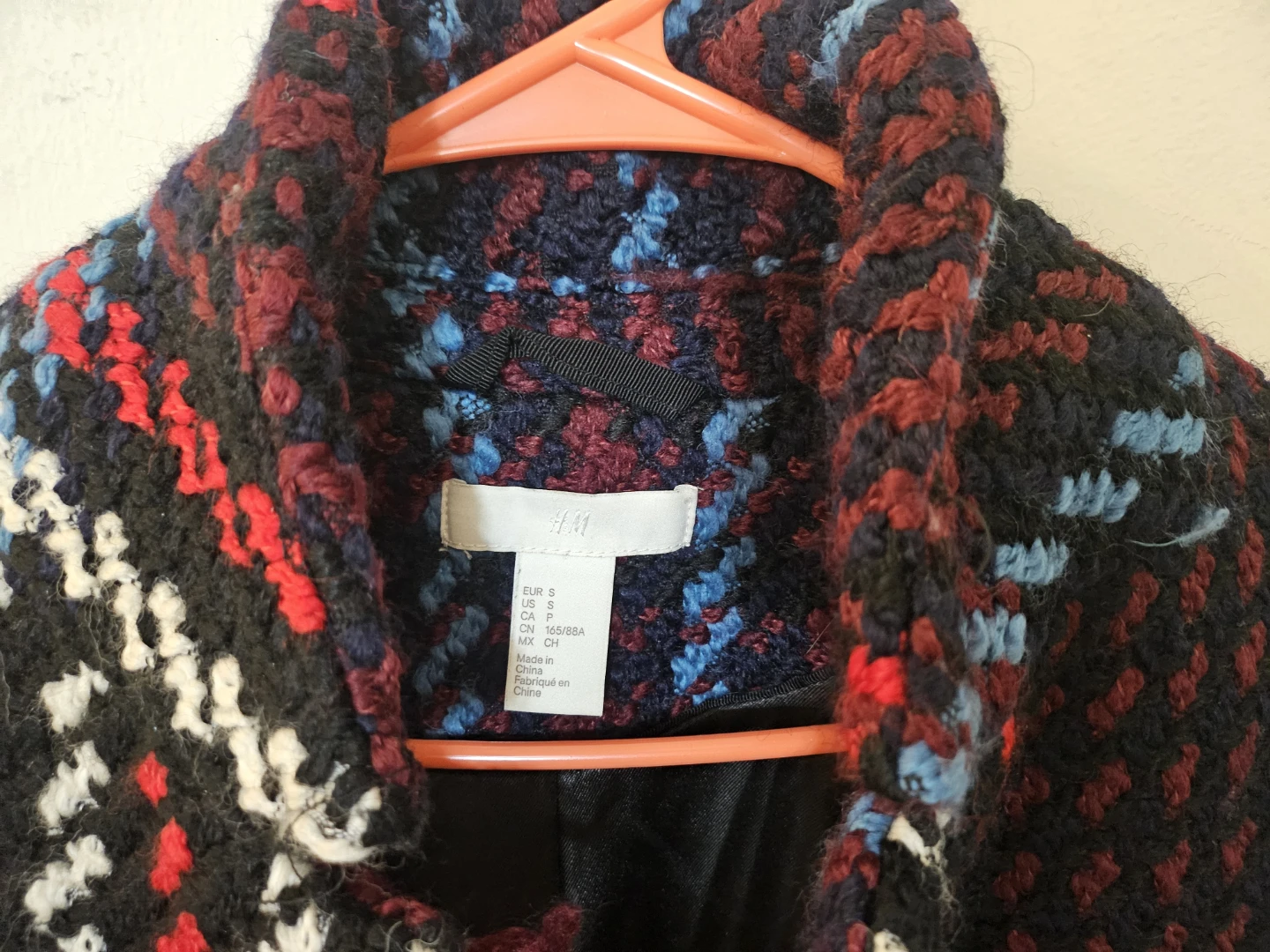 H&M Women's Plaid Tweed Collarless Coat - Size S - photo 2