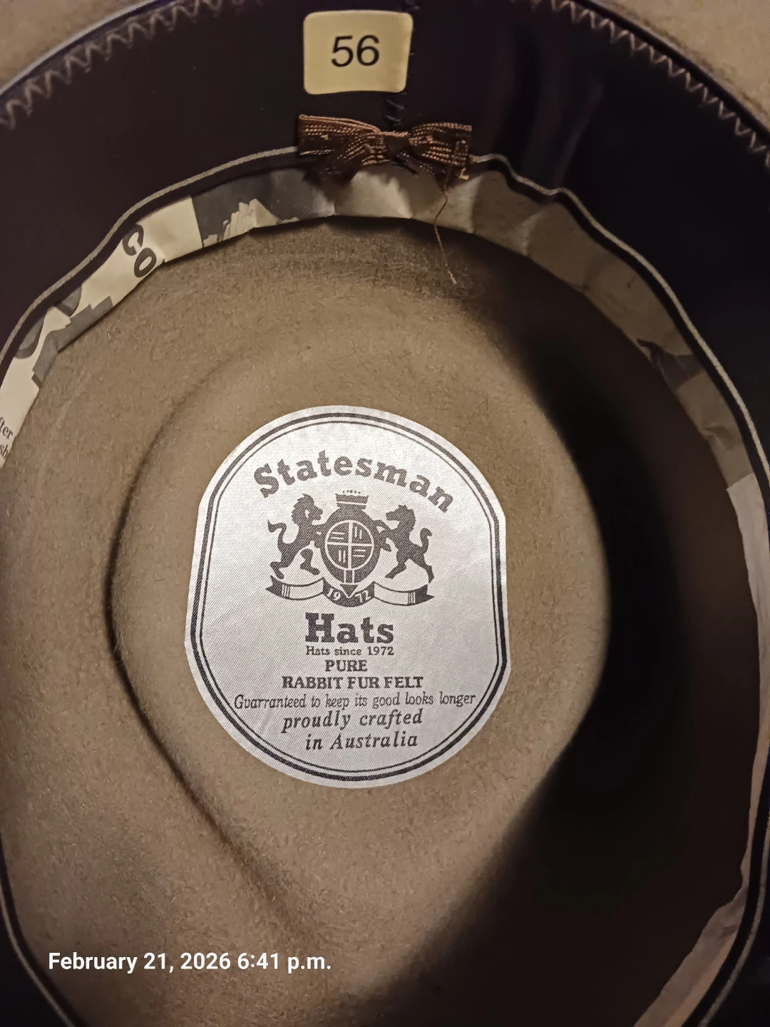 Statesman Hats 100% Pure Rabbit Fur Felt Hat Size 56 - photo 4