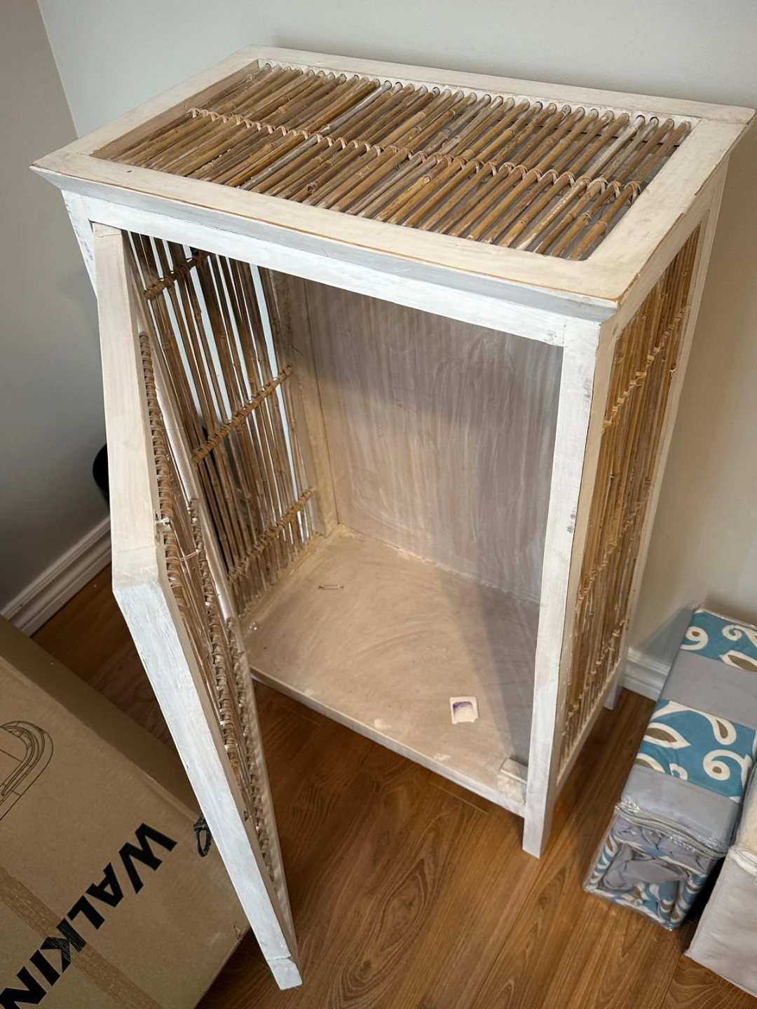 Washed White Rattan Cabinet - photo 2