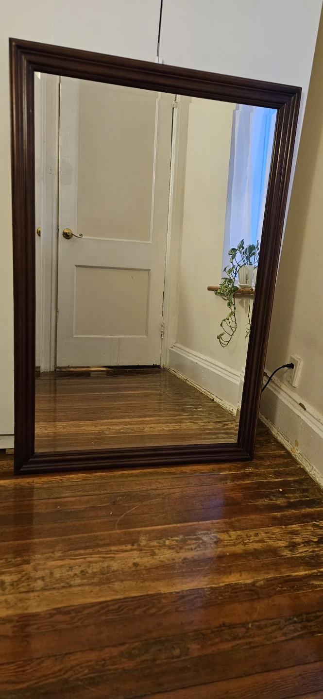 Vintage Large Wood Framed Wall Mirror