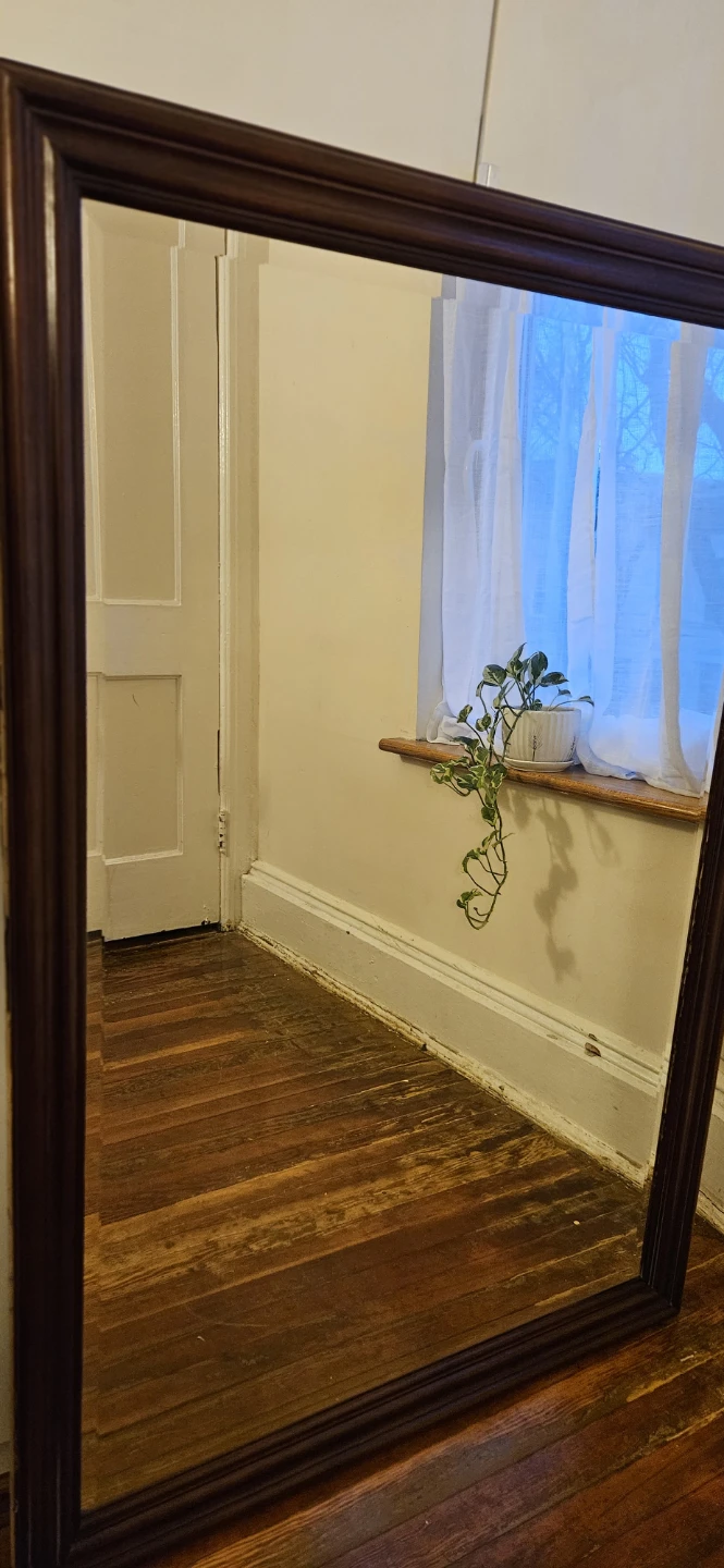 Vintage Large Wood Framed Wall Mirror - photo 2