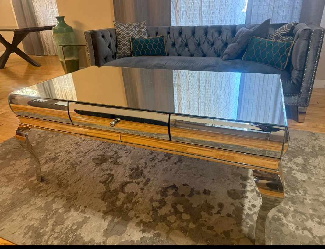 Mirrored Coffee Table with Drawers