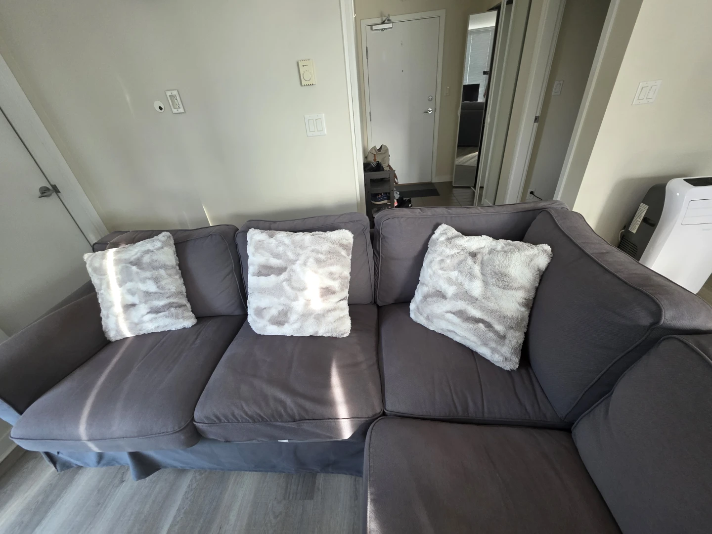 IKEA 4 Seater Corner - Free Round Table & Fur Cusions - photo 2
