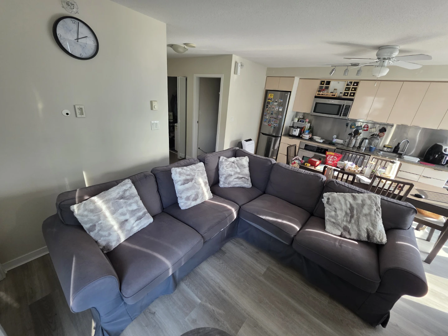IKEA 4 Seater Corner - Free Round Table & Fur Cusions - photo 3