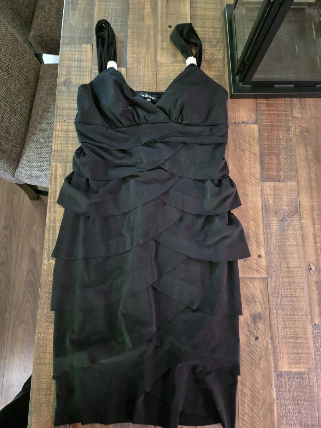 Le Château Black Tiered Ruffle Dress size MEDIUM