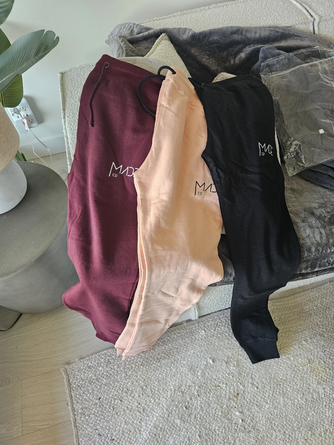MADE CO Joggers - Burgundy, Peach, Black