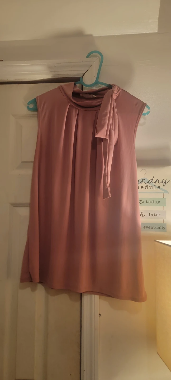 Pink Sleeveless Mock Neck Bow Blouse - photo 2