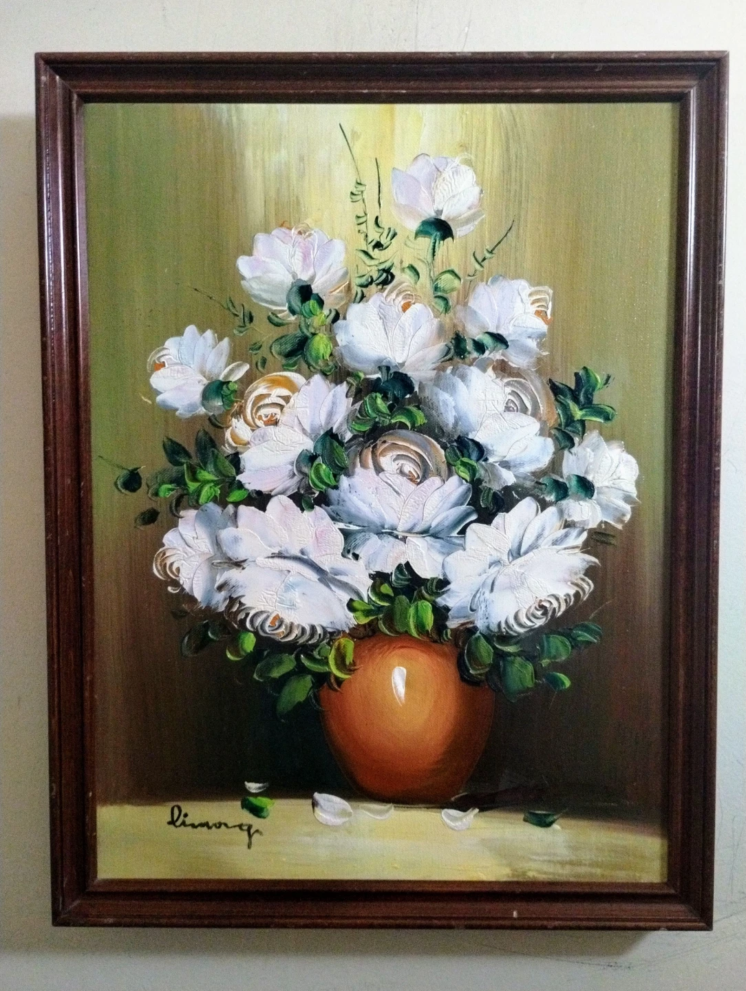 Oil painting, framed and signed, 17.5 x 13.5 inches, only $30.