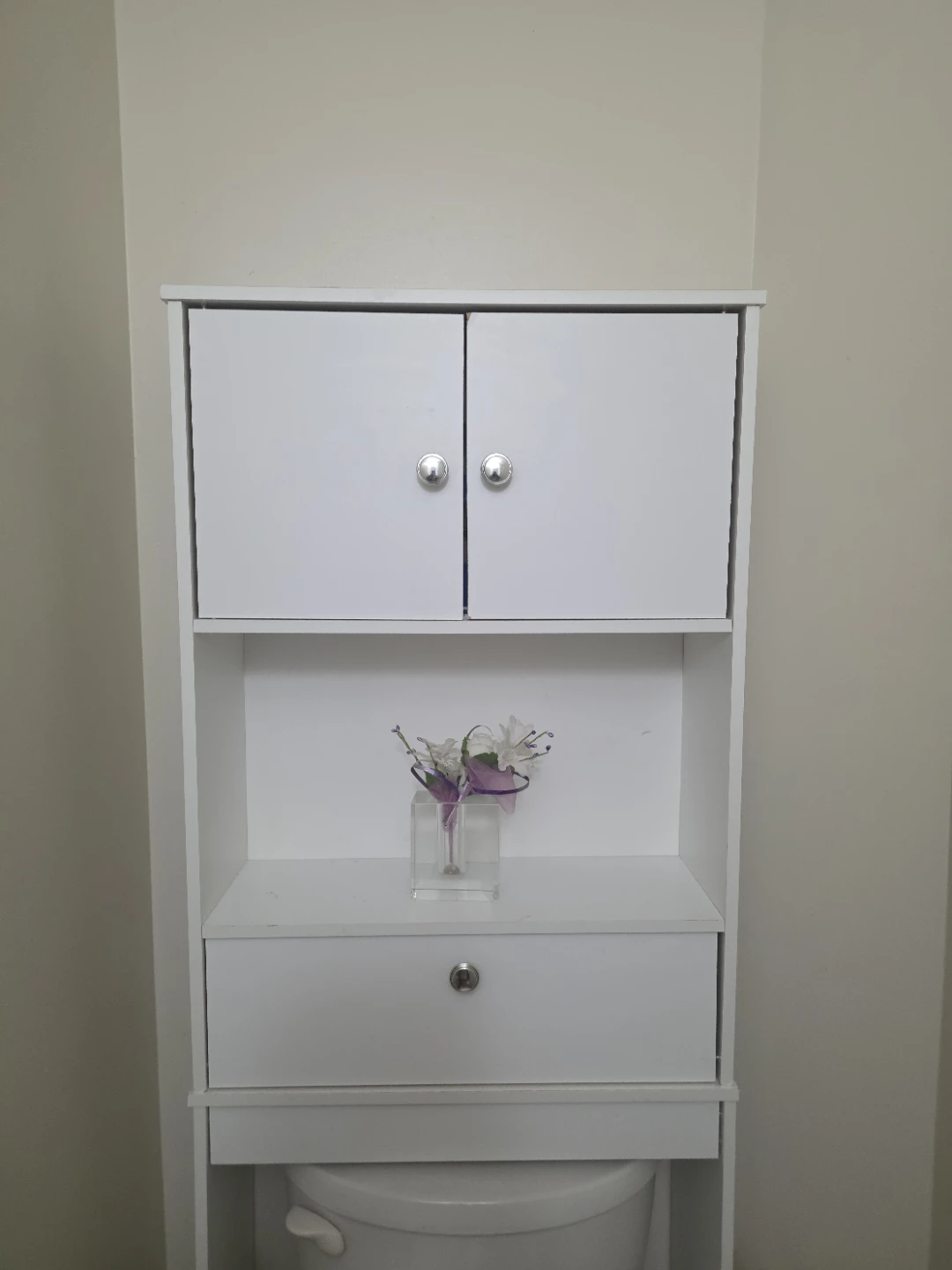 White Bathroom Storage Unit Over Toilet - photo 2