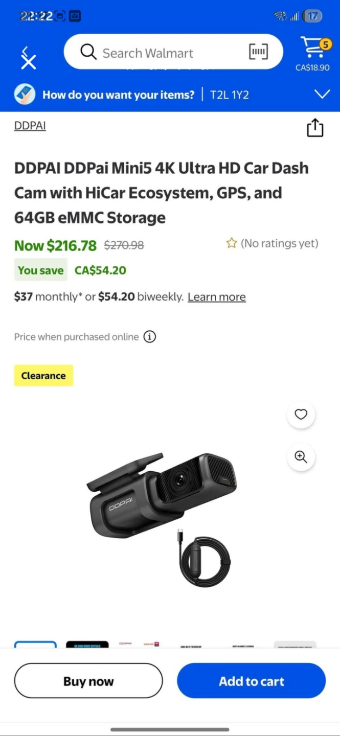 DDPAI MINI5 4K Front Dash Cam with intelligent hardwire kit