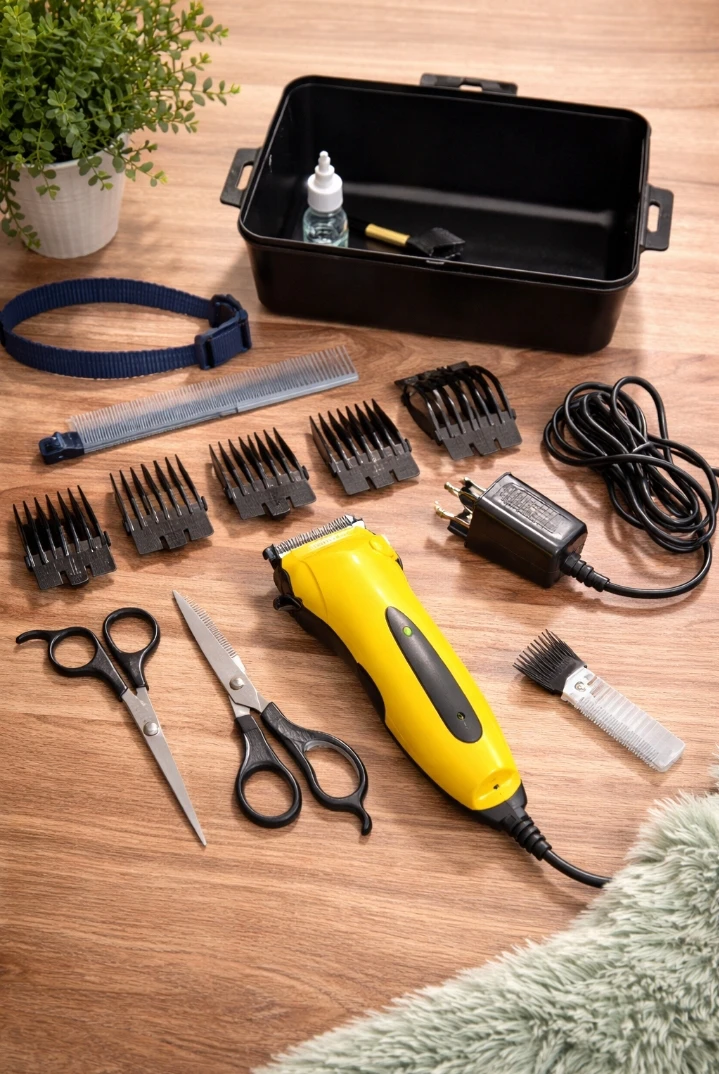 Kit de tondeuse pour animaux jaune avec accessoires🏆