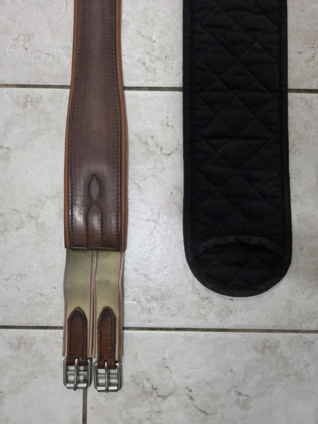 Brown Leather Padded English Saddle Girth SIze 54 and cover - photo 3