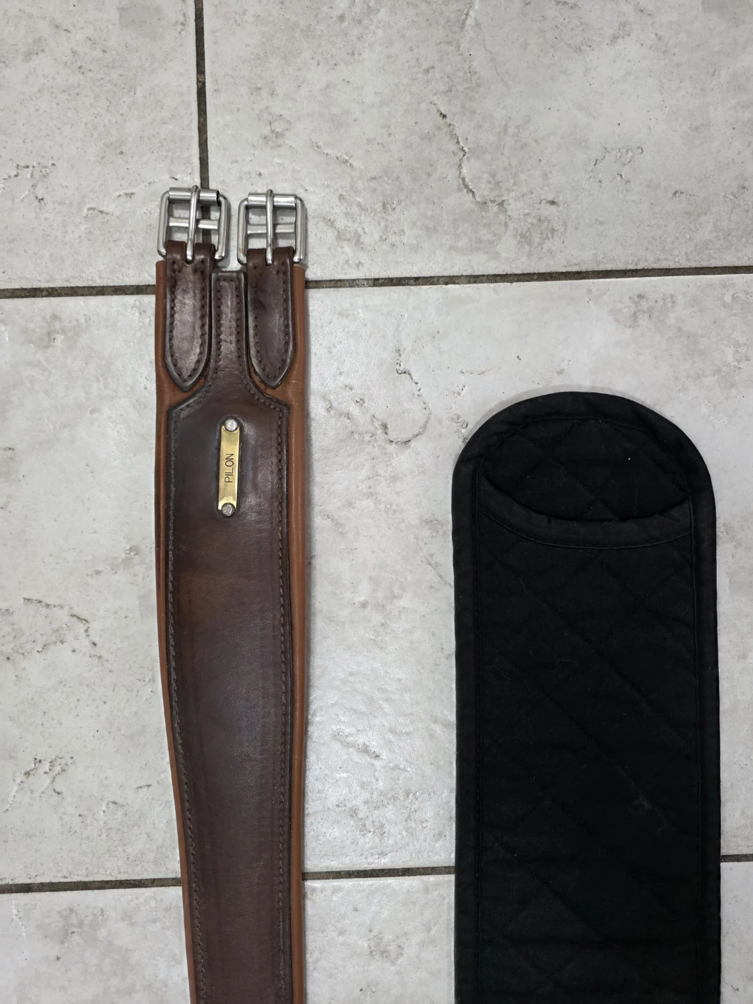 Brown Leather Padded English Saddle Girth SIze 54 and cover - photo 4