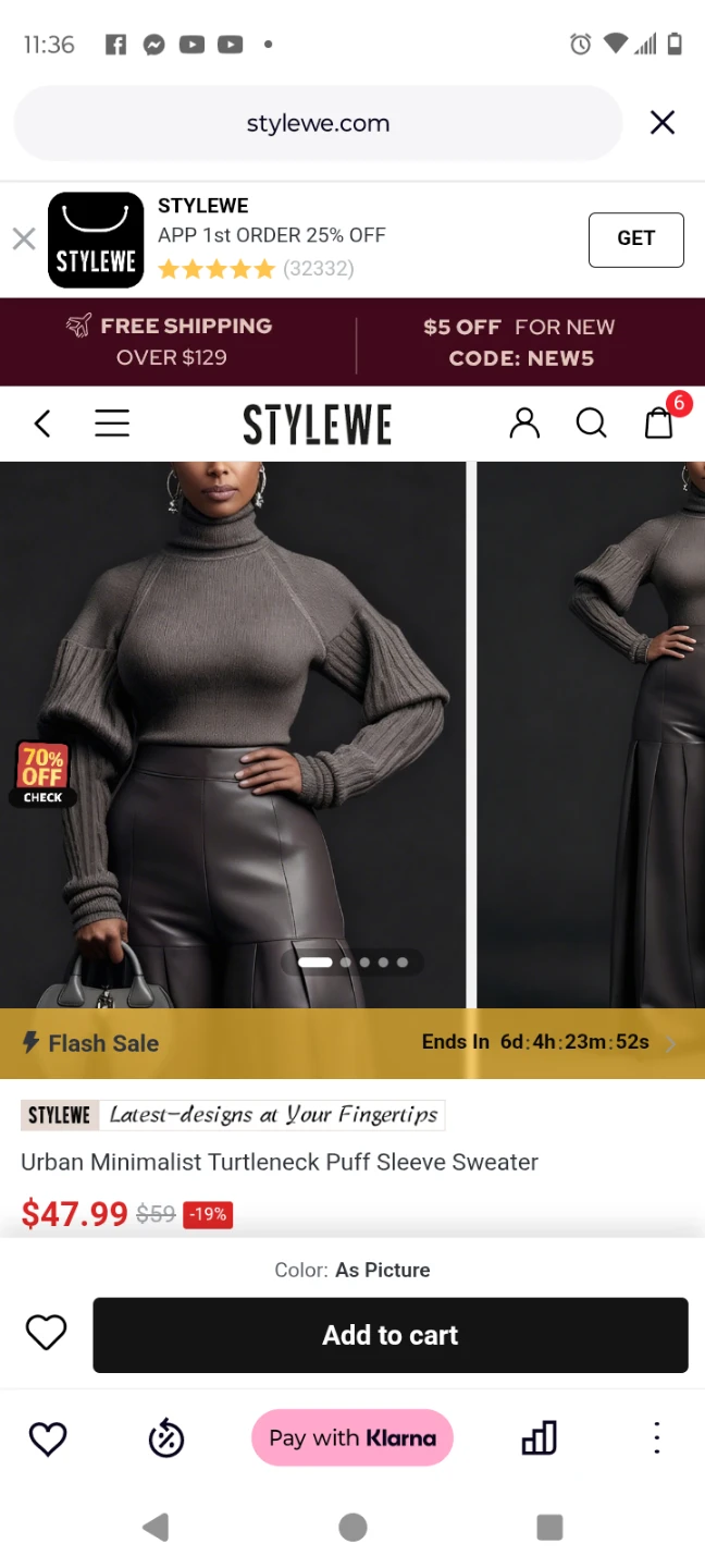 STYLEWE Urban Minimalist Turtleneck Puff Sleeve Sweater - photo 2