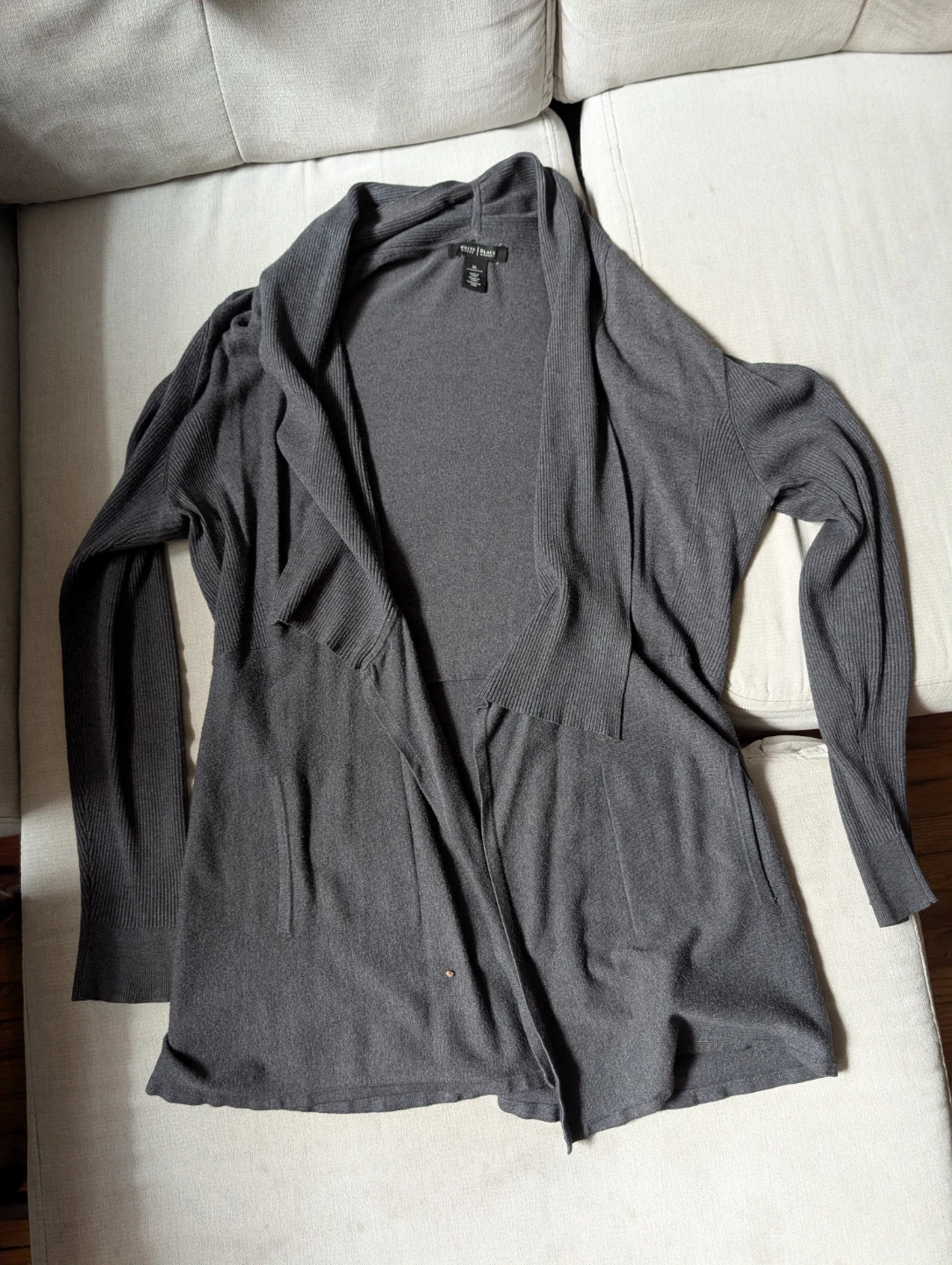 White House Black Market Grey Cardigan Sweater XL