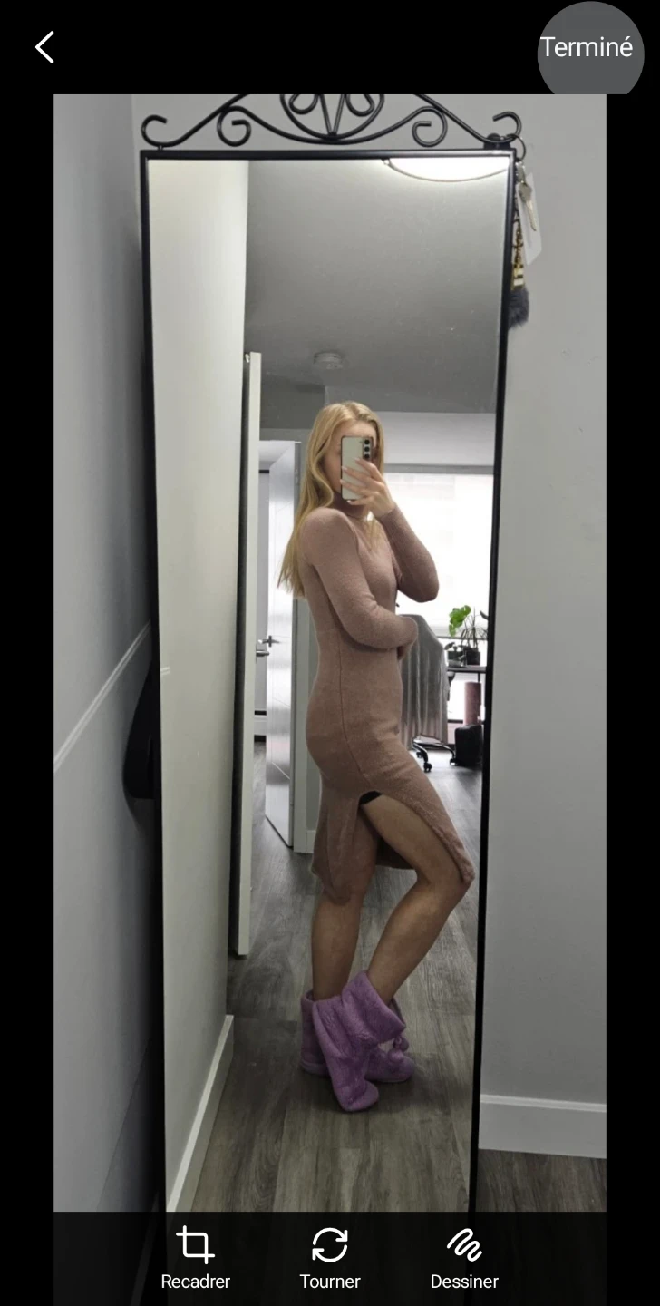 Pink Turtleneck Dress with Slit