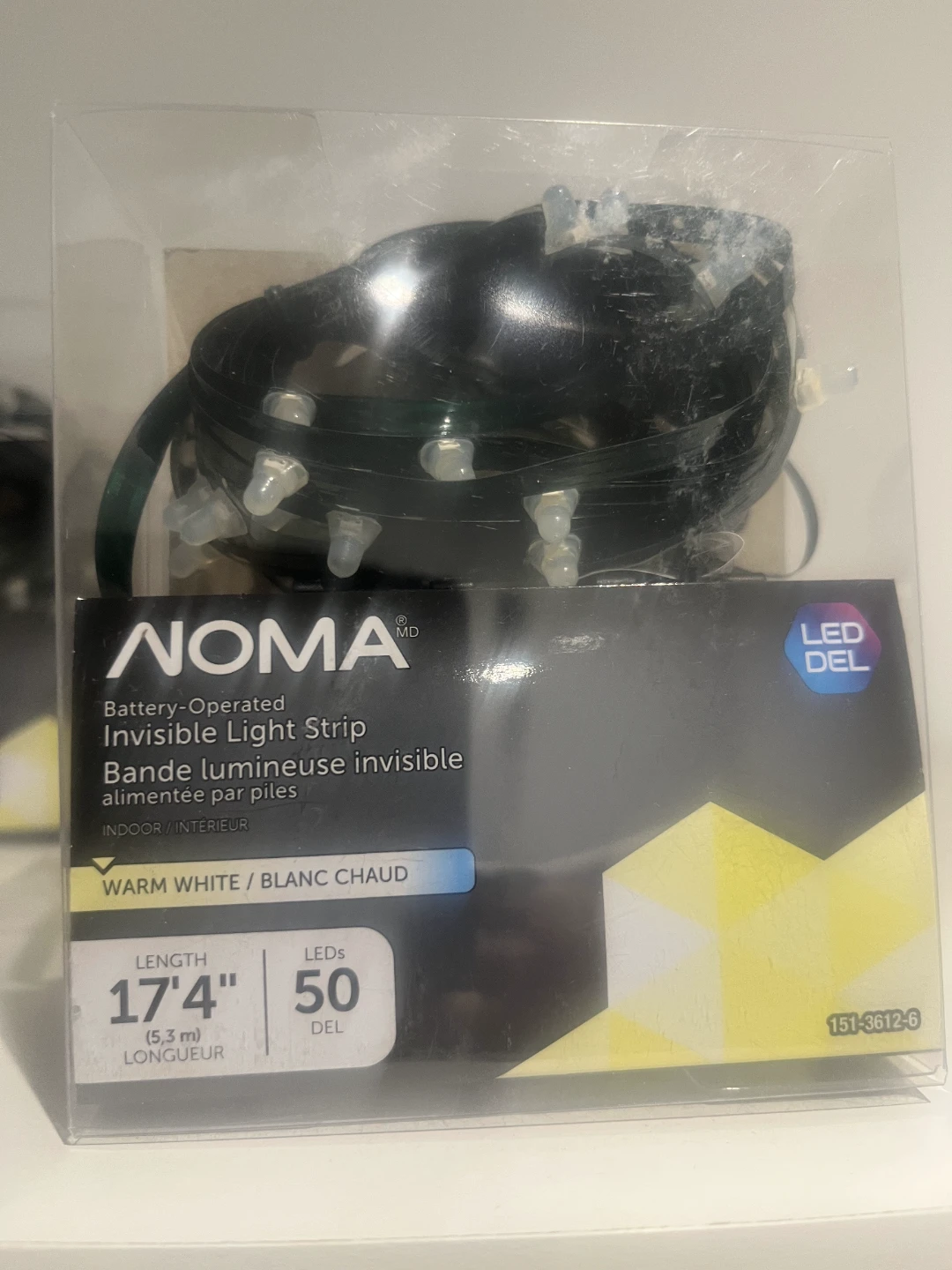 NOMA Battery-Operated Invisible Light Strip - Warm White