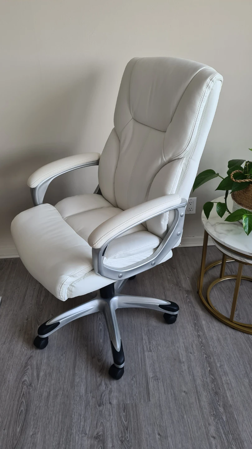 White Faux Leather Office Chair - photo 3