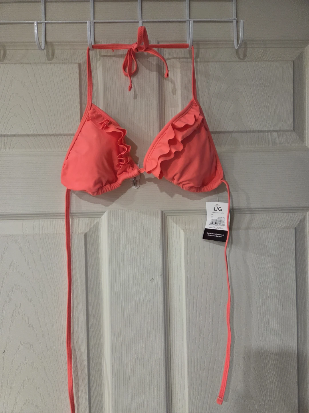 Coral Ruffled Bikini Top - L