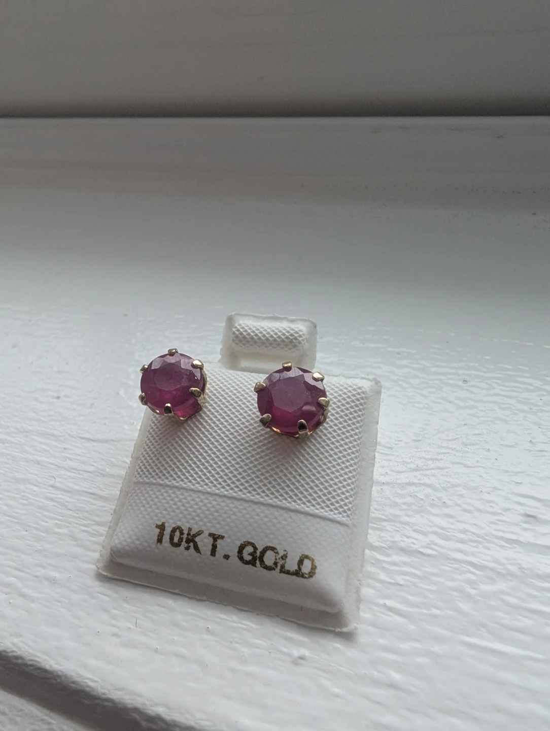 Brand New 10K Yellow Gold Natural Ruby Earrings For Sale - photo 3