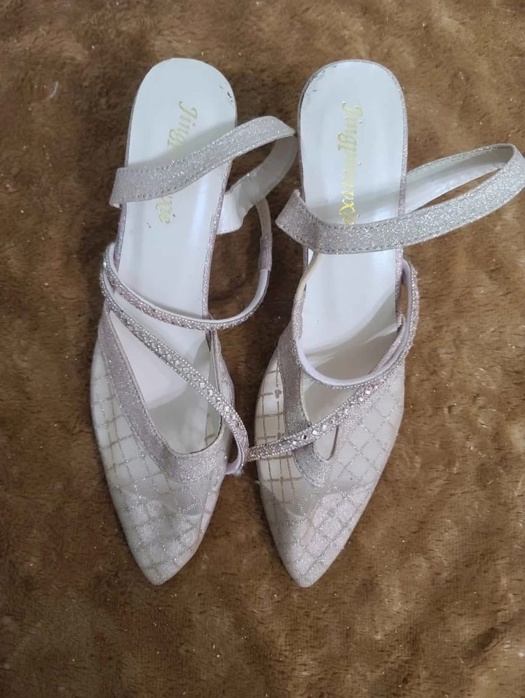 Jingpinxie Women's Silver Glitter Strappy Heels - photo 2